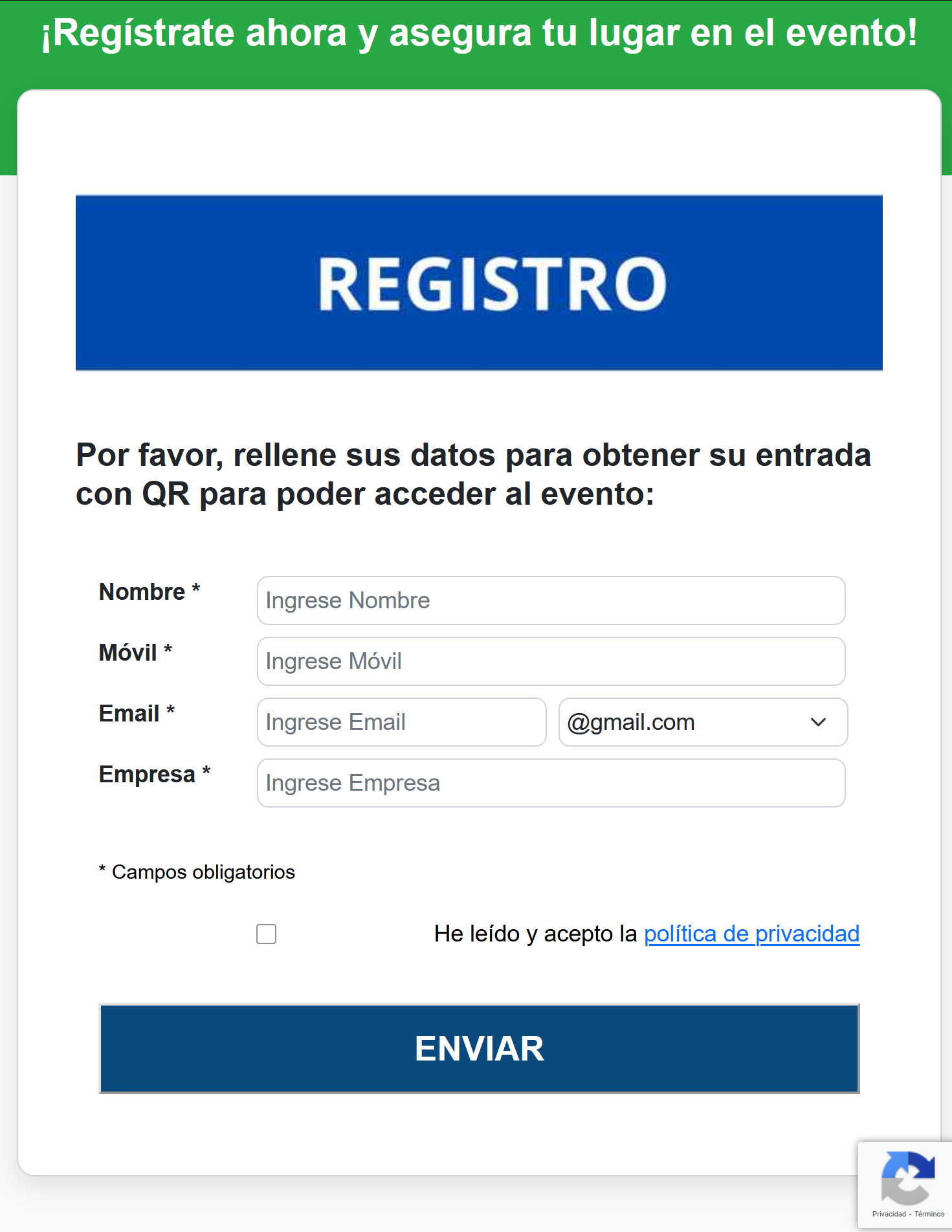 Ejemplo web de registro