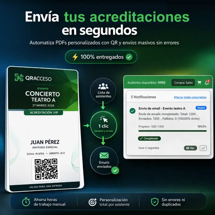 Generación y envío de acreditaciones PDF con diseño a medida